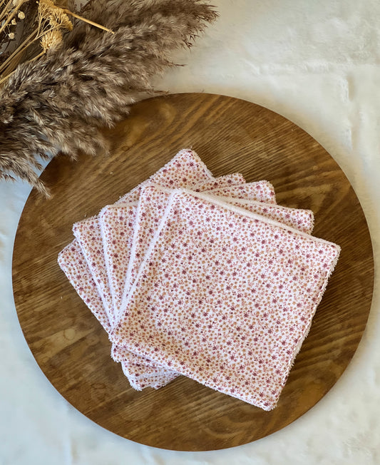 Lingettes lavables pour le visage Fleurs roses  - En stock