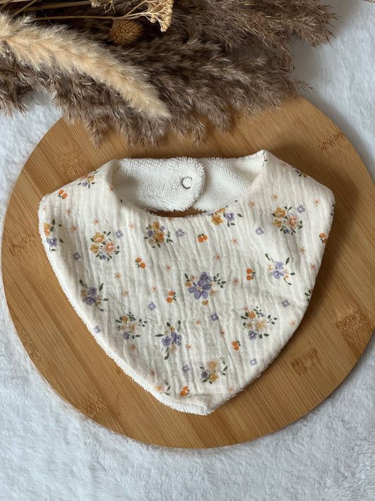 Bavoir bandana fleuri - En stock